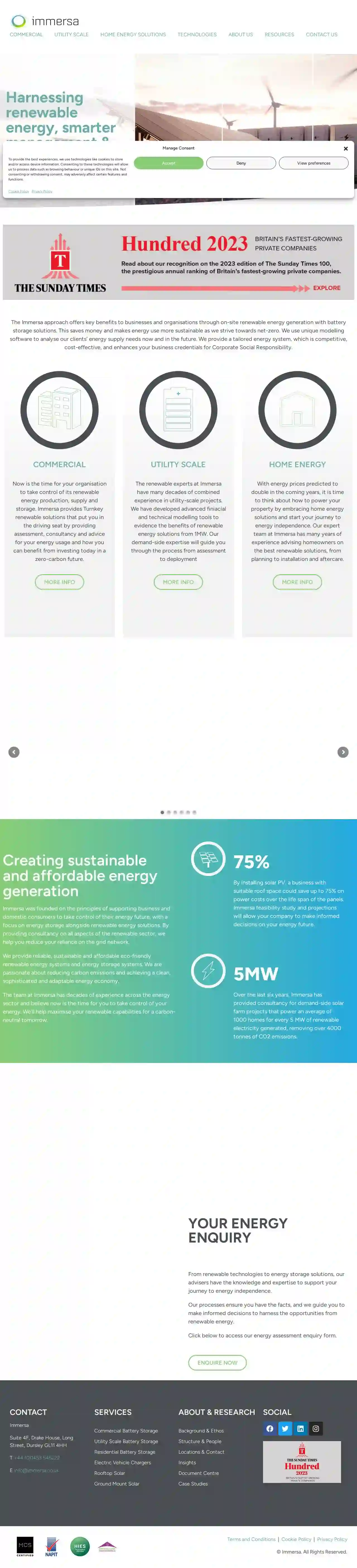 Immersa Limited Solar Panels and Battery Storage